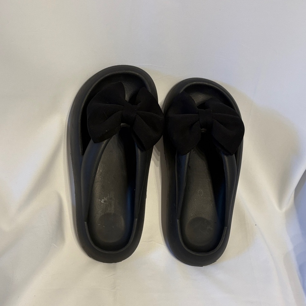 Women’s Preppy Black Bow Slide Sandals Size 40-41